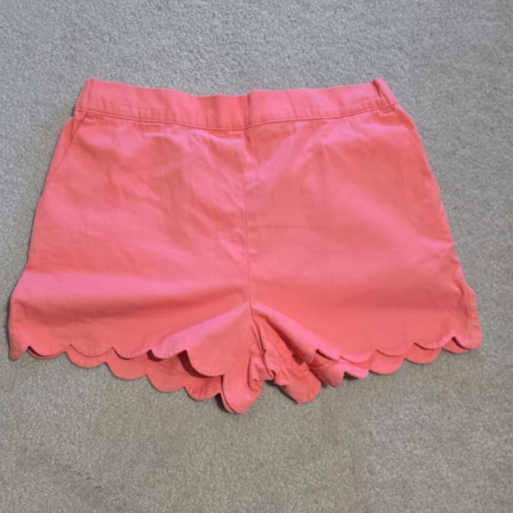 🌸 J.Crew‎ Factory Girls’ Scallop-Hem Pull-On Shorts - Coral Pink 🌸